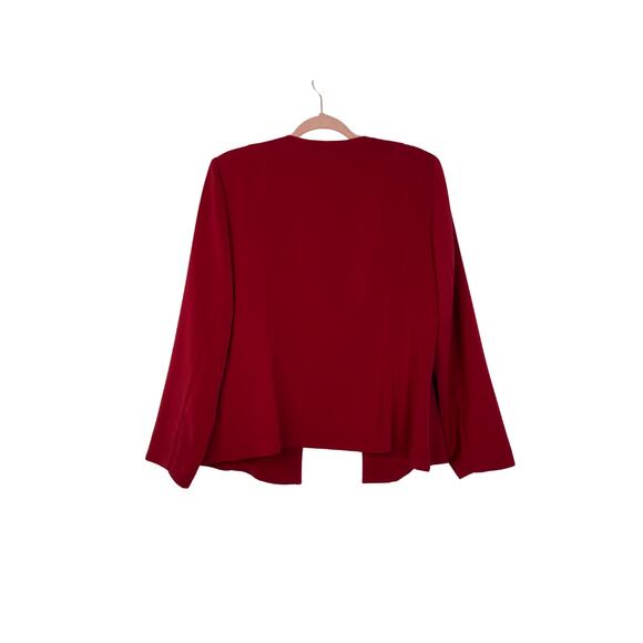 Studio I Red Removable Shoulder Pads No Pockets Light Weight Open Blazer Size 16 - Picture 3 of 7